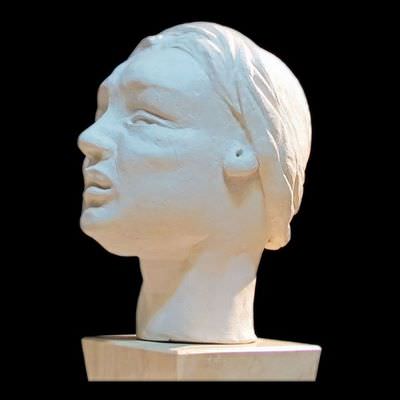Ekspresif Baş, 24x16x18, Beyaz Çamur, 2008