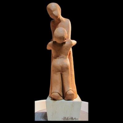 Anne - Çocuk, 45x18x20, Kırmızı Çamur Seramik Döküm, 2002