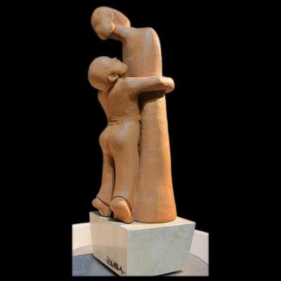 Anne - Çocuk, 45x18x20, Kırmızı Çamur Seramik Döküm, 2002